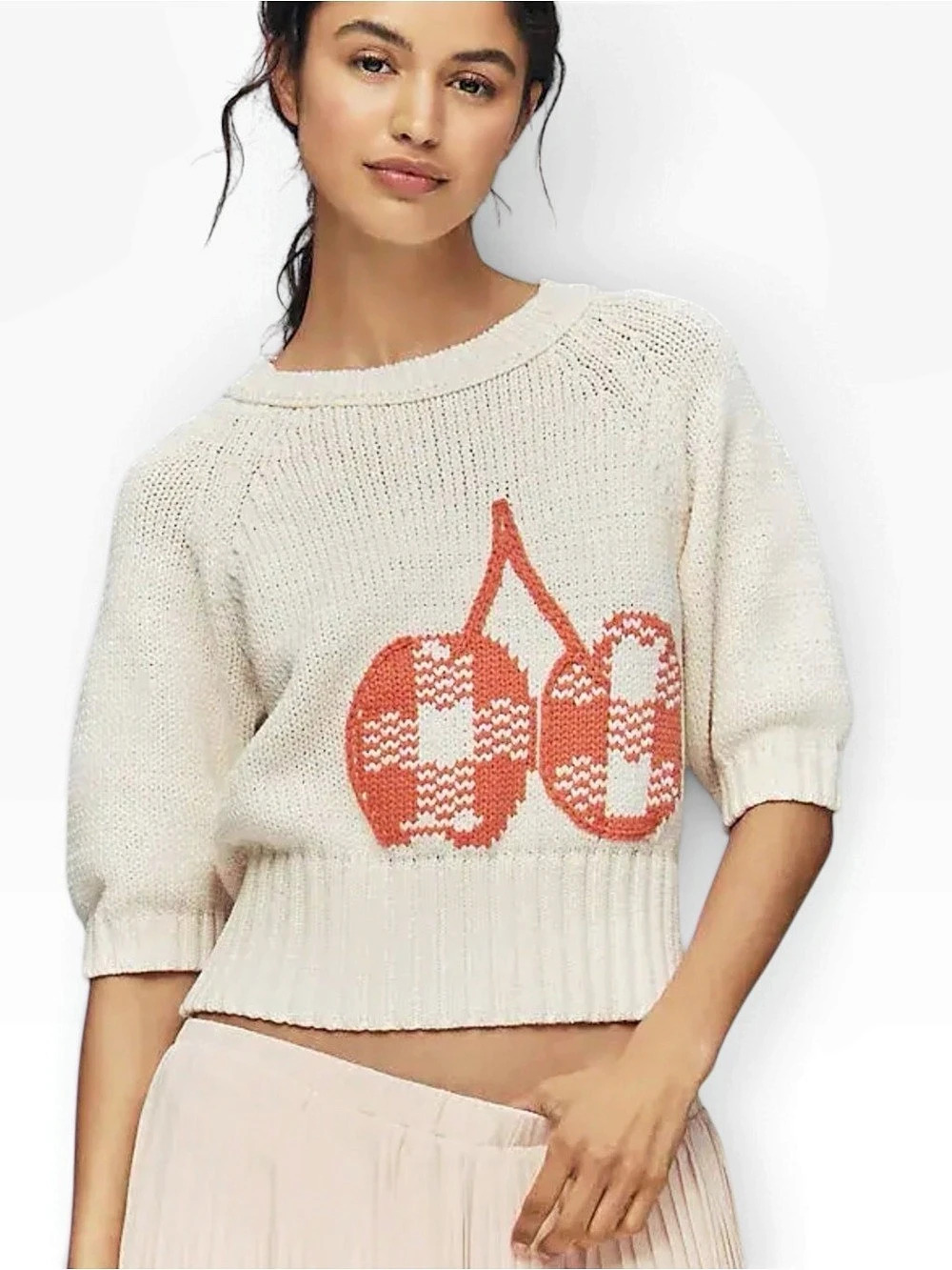 Anthropologie Maeve Elbow-Sleeve Cotton-Blend Crew Pullover XS NWT